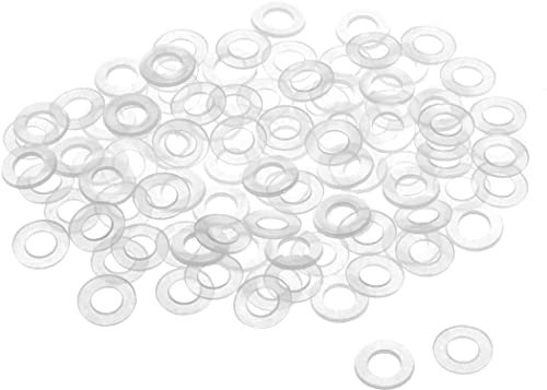 TOP-VIGOR Lot de 100 rondelles plates M3 en nylon transparent, 6 mm de diamètre extérieur 3 mm ID 1 mm d'épaisseur pour robinet, tuyau, vis, rondelles, entretoises de valve de rechange