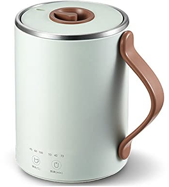 FairUo Kettles for Boiling Water, 350Ml Cooking Pot Stainless Steel Inner Dessert Stewinghine Multi Cooker Preserving Pot Portable Kettle Boil-Dry Protection, Stainless/Green