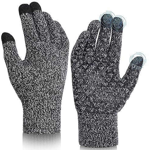 Wmcaps Winterhandschuhe Herren und Damen,Touchscreen Handschuhe,Thermo Strickhandschuhe Warm Gloves Winter, Geburtstag Weihnachten Geschenkes für Männer Gefüttert Laufhandschuhe(Schwarz und weiß)