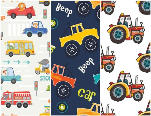 Heko Panels Oxford Stoff Panel Wasserdicht Mit 3 Mustern Canvas-Stoff Polyester Stoff Zum Nähen Nähstoffe Dekostoffe Wasserabweisend Blickdicht 121,5 x 153 cm Fahrzeuge Traktoren