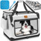 TRESKO® Hundebox faltbar inkl. Leckmatte, Spatel & Reflektoren XL 83x58x58cm | Transportbox für Hunde und Katzen | Hundetransportbox Auto für kleine & große Hunde | Hundetasche robust Grau