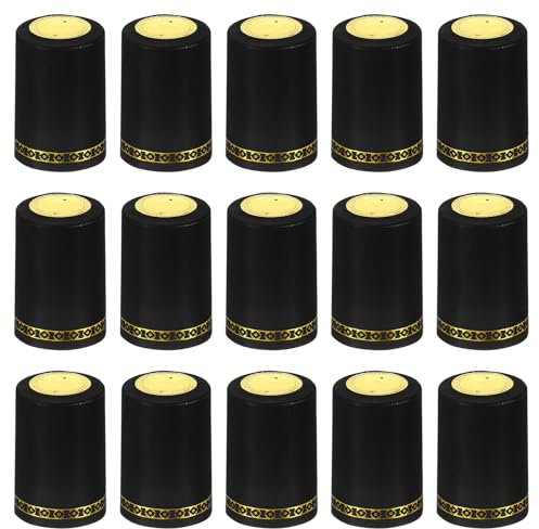 PATIKIL PVC Heat Shrink Cap for Wine Bottle, 50 Pcs 33x50mm Wine Shrink Wrap Seals Sleeves Caps Shrink Top Cover Flower Pattern for Wine Cellars Home Kitchen Use, Black
