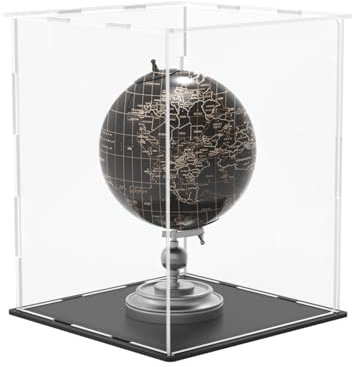 Idocolors Acryl Vitrine mit Tür Schaukasten für Lego, Figuren, Sammlerstücke Acryl-Schaukasten Transparent mit Schwarzer Basis 15x15x20 cm