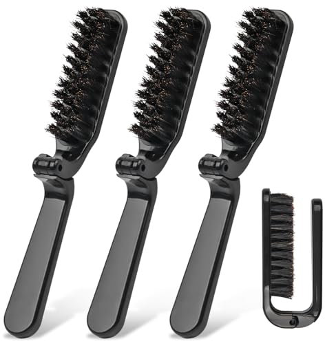 3-teiliges faltbares Reisebürsten-Set mit Wildschweinborsten, kompaktes Styling-Set für Bart, Haare, Geldbörse oder Tragetasche