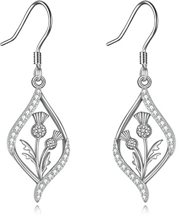 Schottische Distel Ohrringe 925 Sterling Silber Schottland Blume Drop Ohrringe Schottische Schmuck Geschenke für Damen Ladies
