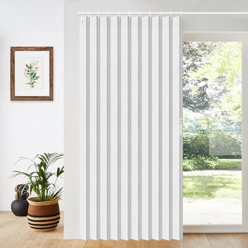 Vatge Accordion Style Curtain for Doorways and Closet, Temporary Room Privacy Panel with Tieback, W52 x L78, Stone White