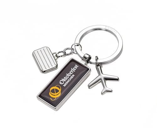 TROIKA OKTOBERFEST Schlüsselanhänger mit 3 Reise-Anhängern als Geschenk zum Oktoberfest Mitbringsel Schlüsselring München Oktoberfest