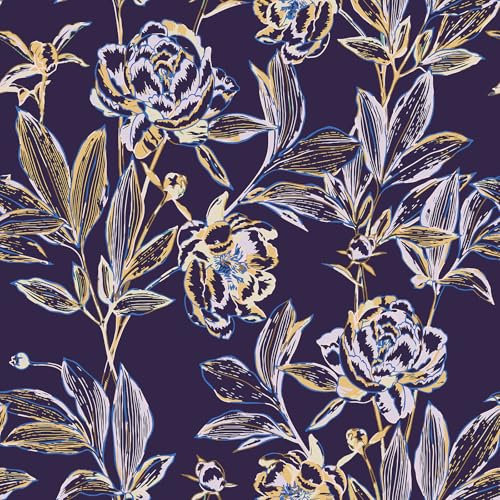 CRE8TIVE Purple Floral Wallpaper Peony Leaf Wallpaper Self Adhesive 30.5cm x 300cm Wallpaper for Living Room Vintage Vinyl Wrap White Gold Peony Contact Paper Bathroom Wallpaper Waterproof Cupboard