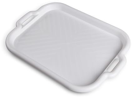 Serviertablett mit Griffen (53x37x3cm) Frühstückstablett, Rechteckiges Küchentablett, Spülmaschinenfest und Bruchsicher, Weiß