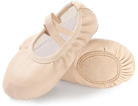 APTRO Ballet Shoes Ballerina Shoes Split Sole Gymnastics Dance Shoes Flats for Girls Adults Beige,11.5 UK Child,30