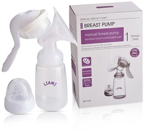 LIAMI Manual Breast Pump with 150mL Breastmilk Storage Bottle | Customisable Silicone Suction Hand Pump | Portable Milk Collector | Baby Feeding Essentials