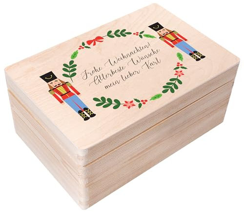 Creative Deco Personalisierte Holzkiste - Nussknacker | Wunschtext Weihnachten Geschenke | Dein Eigener Wünsche Text Individuelle Geschenk | Weihnachtsdeko Für Frauen, Männer