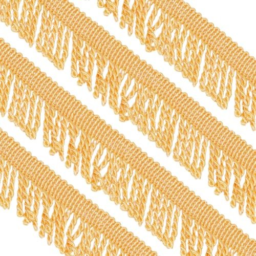 HOBBIESAY 12m Dünne Bullion Fringe Trim 55mm Breite Gold Kurze Quaste Fringe Trim Basic Trim Kollektion für DIY Vorhang Box Sofa Lamp Shade Crafts Home Decor Supplies