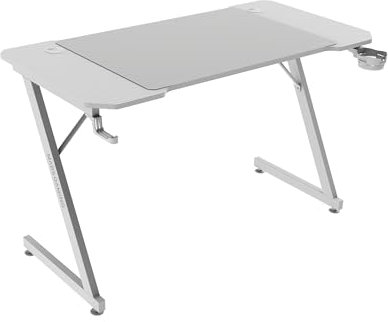 Mars Gaming MGD-X120, Mesa Gaming Ergonómica, Superficie en Fibra de Carbono, Estructura Metálica, Alfombrilla XXL, Soporte Auriculares y Bebida, Gestión Cableado, Escritorio PC 120x60cm, Blanco