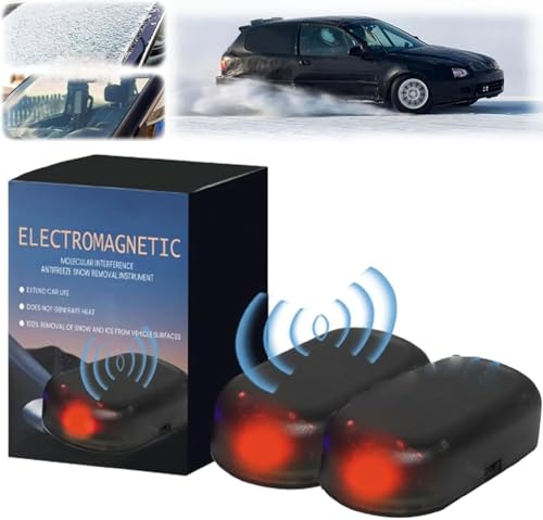 Antifreeze Electromagnetic Car Snow Removal Device, Molecular Interference Antifreeze Snow Removal Instrument,Portable Vehicle Microwave Deicing Instrument, Electromagnetic Wave Anti Freezing (B 2PCS)