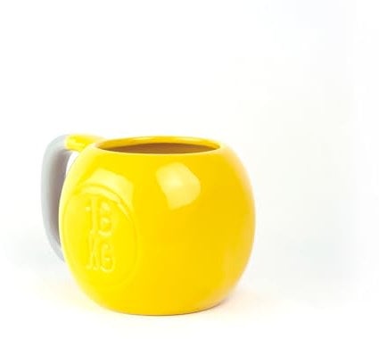 Bidut tasse en céramique de 350 ml en forme de kettlebell | Jaune | Compatible micro-ondes et lave-vaisselle | Idée cadeau originale pour le sport, le crossfit et les amateurs de fitness