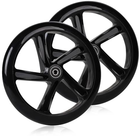 DBREAKS 2 Stück Scooter Ersatzräder 200mm Rollen mit ABEC 9 Kugellager Härte 88A Geeignet für alle Roller (Schwarz)