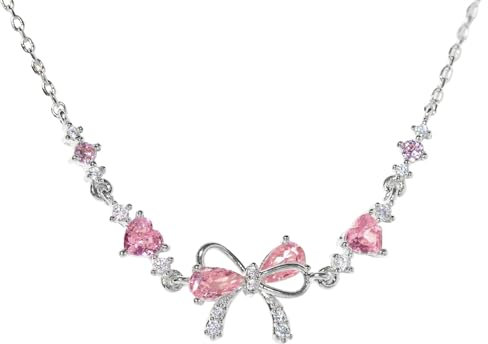 Schleife Zirkon Armband - Freundschaft ist wie eine Schleife, verstellbares Band Schleife Perlenkette Armband, Freundschaftsarmbänder mit weiß-rosa Zirkonia, trendiges Damen-Armband, Geschenk für Sie,