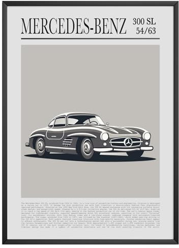 MJ-GRAPHICS® Poster Mercedes-Benz 230 SL 12/24 Poster Oldtimer Cabrio Kunstdruck Wohnzimmer Wandbild Auto Bild Liebhaber Geschenk Retro Deko – A3 Ohne Rahmen