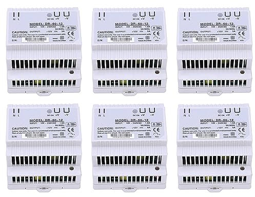 Reinscer 6 x carril DIN, fuente de alimentación, 60 W, convertidor AC DC de 12 V, fuente de alimentación -60-12, 12 V, 60 W, buena calidad