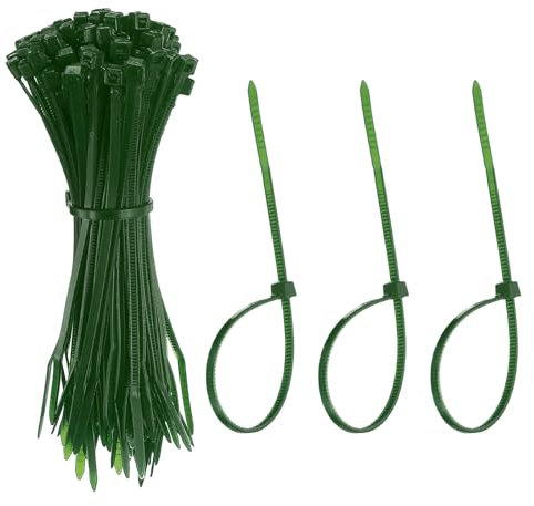 YELARXI Fascette fermacavi in plastica, autobloccanti, 10 cm, adatte per casa, giardino, ufficio, officina e viaggi, confezione da 100, verde scuro