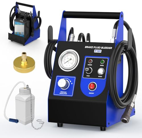 PARAOUTIL KFZ Bremsenentlüftungsgerät Elektrischer mit Pulsierfunktion 220V Automatisches Bremsentlüftungssett 0.5~2.5Bar Einstellbarem Druck und 1Hauptbremszylinderadapter für Bremse Entlüften