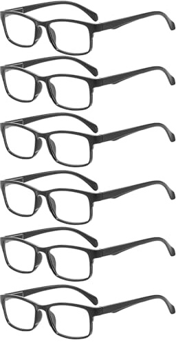 Suertree 6 Pack Lesebrille für Herren Damen Lesehilfe Mode Brillen mit Federscharnier Rechteckige Rahmen Lesehilfe 1.5X