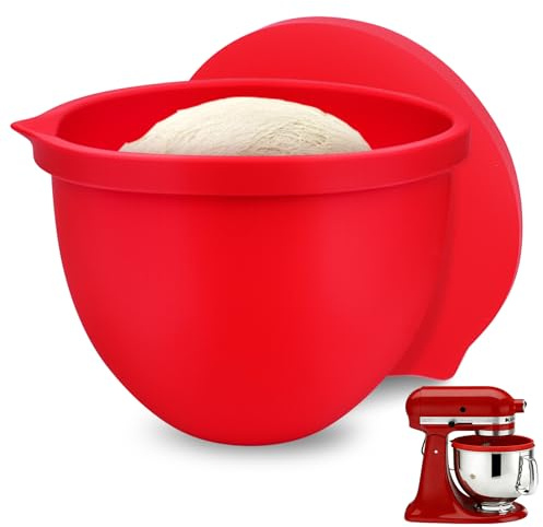 SelfTek Silicone Bowl Liners for 5 Qt KitchenAid Mixer - Thicken Mixer Bowl Liners Accessories and Attachments for Stand Mixers, Heat-Resistant & Easy to Clean, Protects Mixing Bowls, Red