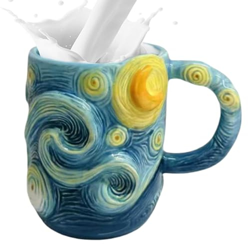 Van Gogh Tasse - 13oz 3D Handgemachte Und Handbemalte Sternenhimmel Teetasse, Berühmte Gemälde Kaffeetasse, 3D Gemälde Tasse