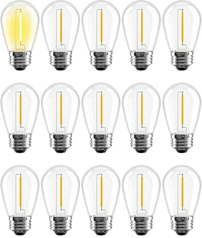Hcnew Ampoules LED S14 pour Guirlande Solaire Exterieur, Blanc Chaud 2700 K, 1 W équivalent à 5 W, 3V E27 Ampoule Decorative LED Pour Guirlande Guinguette solaires,Fêtes,Jardins,Mariage