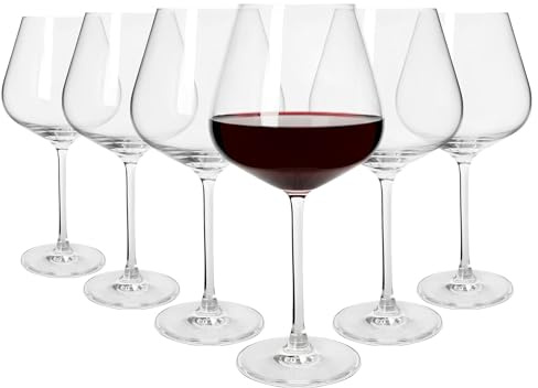 Argon Tableware 650ml Knightsbridge Kristall-Rotweingläser - 6x Groß Stiel Glas Trinken Glaswaren Kelchs Geburtstag Hochzeit Jubiläum Geschenkset | Spülmaschinenfest