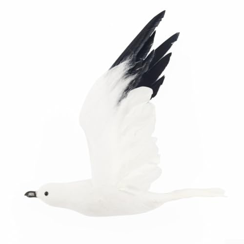 YJDOORPLAY Gabbiano realistico ornamento da appendere con piume finte, decorazione realistica in schiuma per giardino, albero di Natale, balcone, festa di nozze, bianco, 32 x 33 x 6 cm