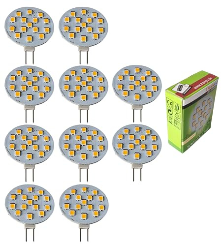 Trango 5er Pack G415-2.5 * 5 LED Lampe 2,5W 12V AC/DC 3000K warmwei0 G4 Stiftsockel, 250 Lumen ersetzt ca. 25W herkömmlichen Niedervolt Einbaustrahler Einbauleuchten, 120º Abstrahlwinkel