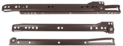 Amig - Juego de 2 Guías Correderas Metálicas con ruedas - Rieles para Cajones de Muebles, Cajoneras o Armarios - Acero - Color Marrón - Resistencia de carga: 18 Kg/Par - Medidas: 450 mm