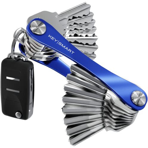 KeySmart - Portachiavi e organizzatore di chiavi compatto (max. 22 chiavi, Blu)