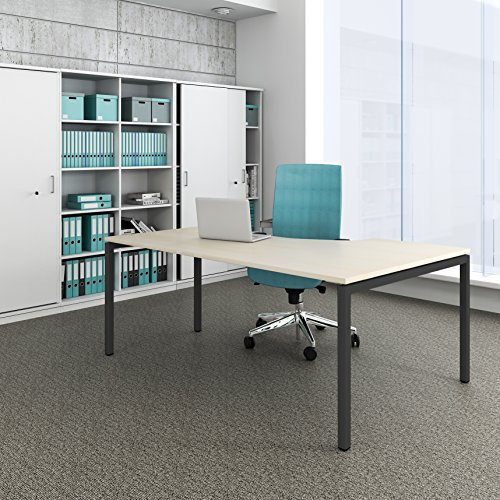 Weber Büroleben GmbH Winkelschreibtisch Links NOVA 180 x 120 cm Ahorn Computertisch Eckschreibtisch, Gestellfarbe:Anthrazit