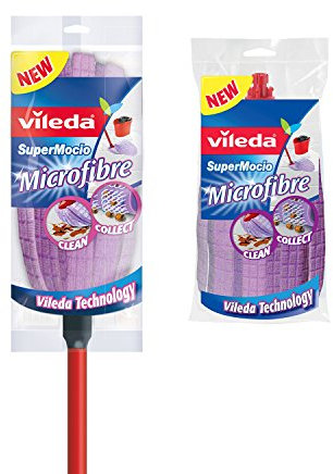 Vileda SuperMocio Microfibre Mop with Extra Refill, Red/Purple