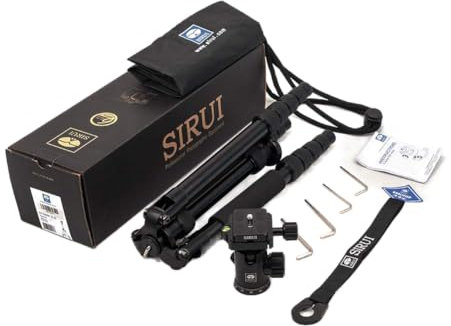 SIRUI NT-1005X/E-10 Universal Traveler Drei-/Einbeinstativ mit E-10 Kopf (Aluminium, Höhe: 148.3cm, Gewicht: 1.44kg, Belastbarkeit: 8kg) mit Tasche, Schwarz
