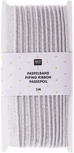 Rico Design Paspelband Schrägband 1.0 cm x 3.0 m Ganzjährig Waschbar 40°C 100% Baumwolle Silber