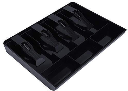 DEWIN Einsatz Kassenschublade,Manuell Geldkassette der Kassenschublade 4 Geldscheine 3 Münzen (Schwarz)