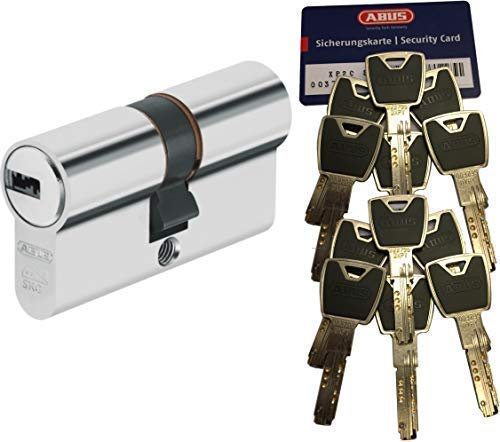 ABUS XP20S Doppelzylinder Länge (a/b) 40/70mm (c=110mm) mit Sicherungskarte und 10 Schlüssel mit Design-Clip, Not-u. Gefahrenfunktion und SKG** Bohrschutz