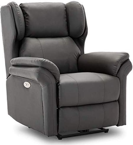 More4Homes OAKFORD ELECTRIC AUTO RECLINER WING BACK LOUNGE BONDED LEATHER CHAIR WITH USB CHARGER (Slate)
