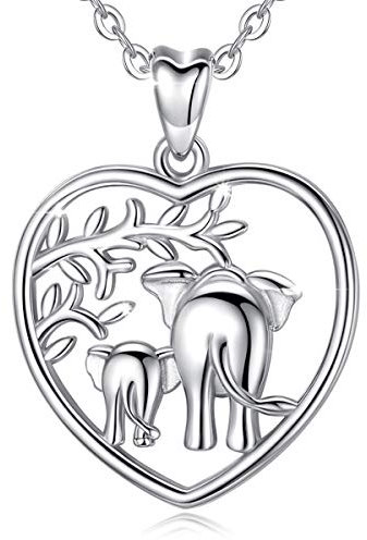 AEONSLOVE Elephant Necklace, 925 Sterling Silver Lucky Elephants Family Love Pendant Necklace,18in Jewellery for Mum