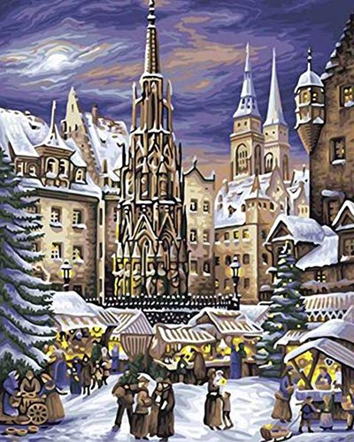 ABEUTY Peinture Numero Nuremberg marché de Noël, Peinture par Numero 40x50 cm Peinture Numéro Bricolage