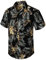 HISDERN Men Funky Hawaiian Floral Leaf Shirts Short Sleeve Front Pocket Holiday Summer Aloha Printed Beach Casual Black Brown Hawaii Flower Shirt L