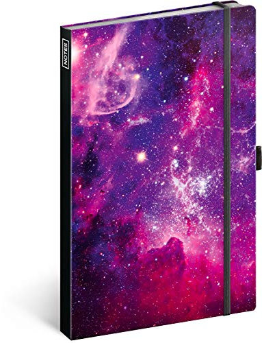 NOTIQUE Notizbuch mit Gummiband liniert - Notizblock für Frauen und Mädchen Teenager - Tagebuch Journal Notebook für Schule und Arbeit (Galaxy)
