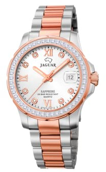 JAGUAR J894/1 Montre de la Collection Woman, boîtier de 34,5 mm Argent Avec Bracelet en Acier et Bronze Pour Femme