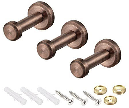 sourcing map Wall Hook Robe Towel Hook Wall Mounted Coat Hooks Hanger Brushed Copper Tone 3Pcs