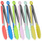 HINMAY 9-Inch Silicone Tongs Set Colorful Serving Tongs, Set of 6 (Red Blue Green Pink Mint Yellow)
