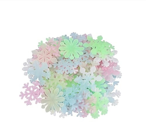 VALICLUD 50Pcs im Dunkeln Leuchten Schneeflocken Wandaufkleber Fluoreszenz 3D Schneeflocke Wandtattoo Weihnachten Leuchtende Fenster Aufkleber Dekoration